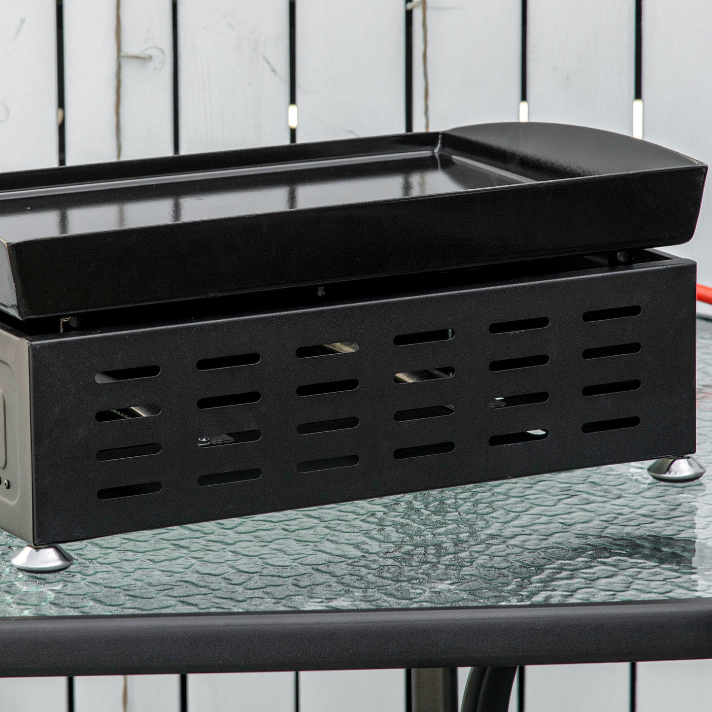 Portable Tabletop Gas Plancha Grill w/ 2 Stainless Steel Burner, 5kW