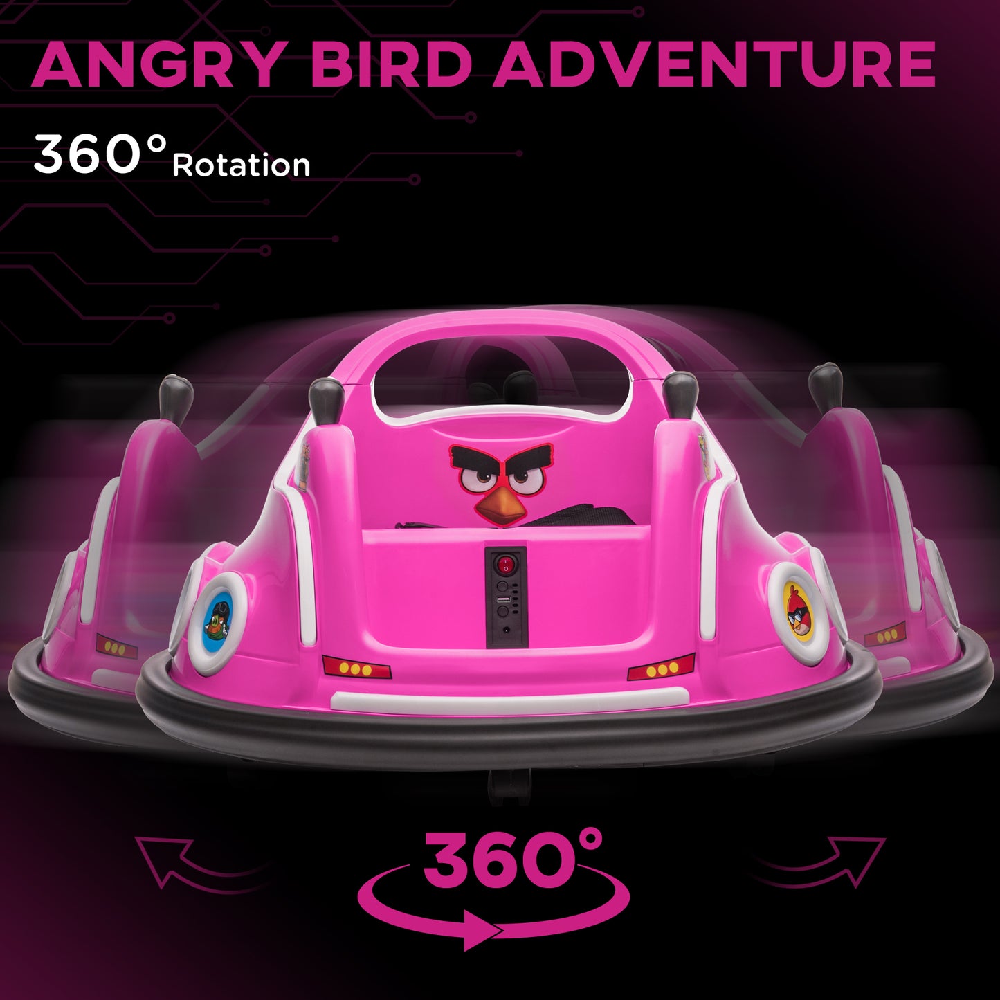 Angry Bird Licensed Waltzer Car, 12V Kids Bumper Car w/ Joysticks