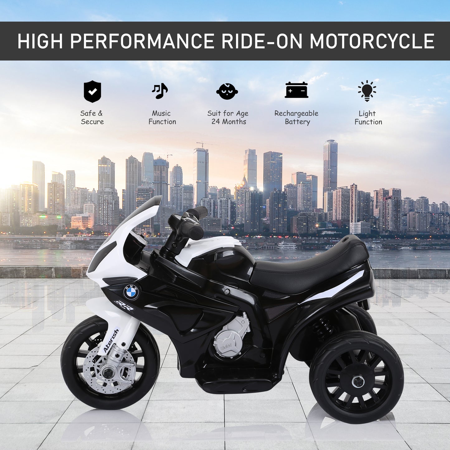 Electric Kids Ride on BMW Motorbike W/Headlights and Music, 6 V