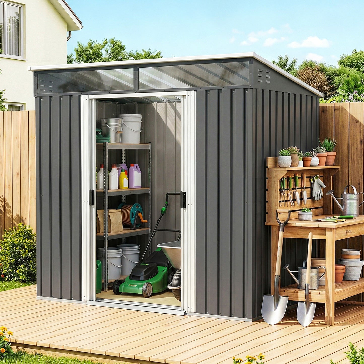 6.5 x 4FT Galvanised Metal Shed with Foundation Kit