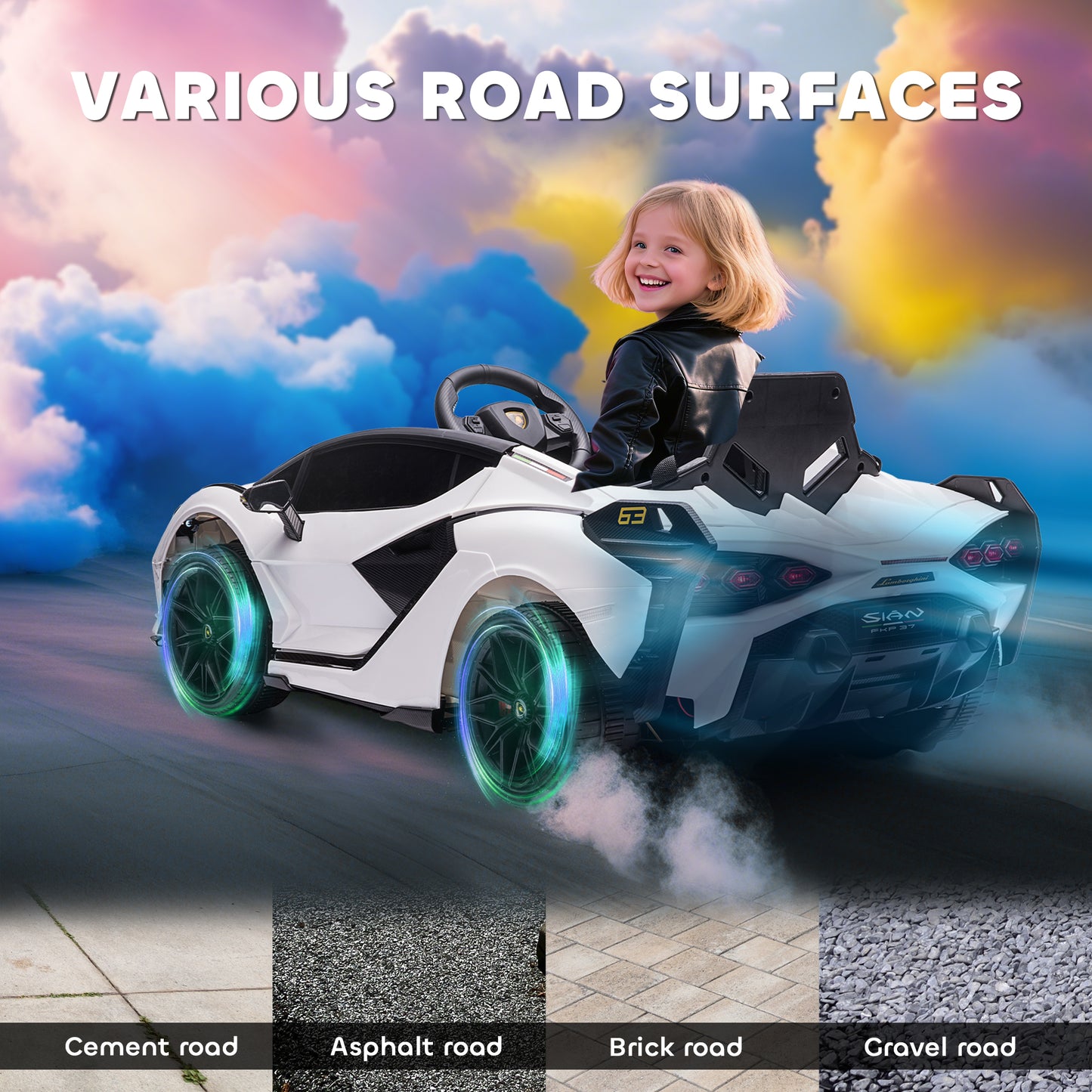 Lamborghini Sian Licensed 12V Electric Car for Kids 2 Motors Toy Car