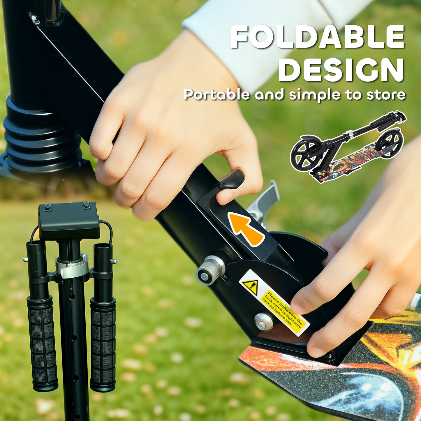 Foldable Kids Scooter with Adjustable Handlebar, 200mm Big Wheel