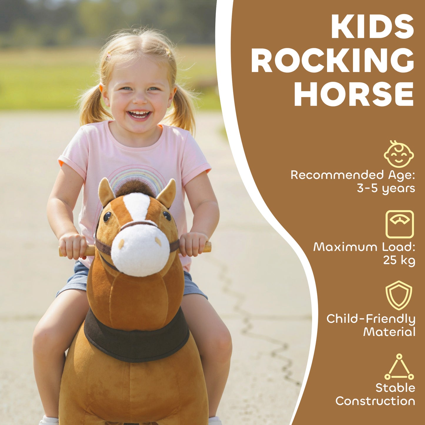 Ride On Horse, Plush Walking Horse Toy with Wheels and Saddle