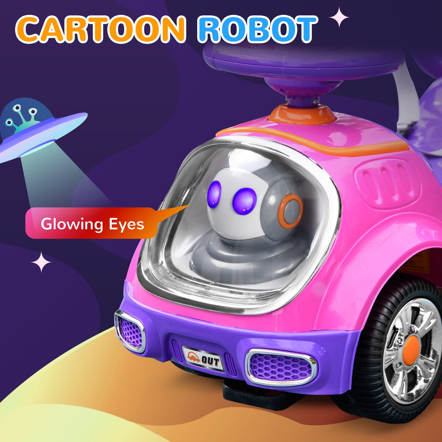3 in 1 Ride on Push Car, Cartoon Robot Theme Foot to Floor Slider