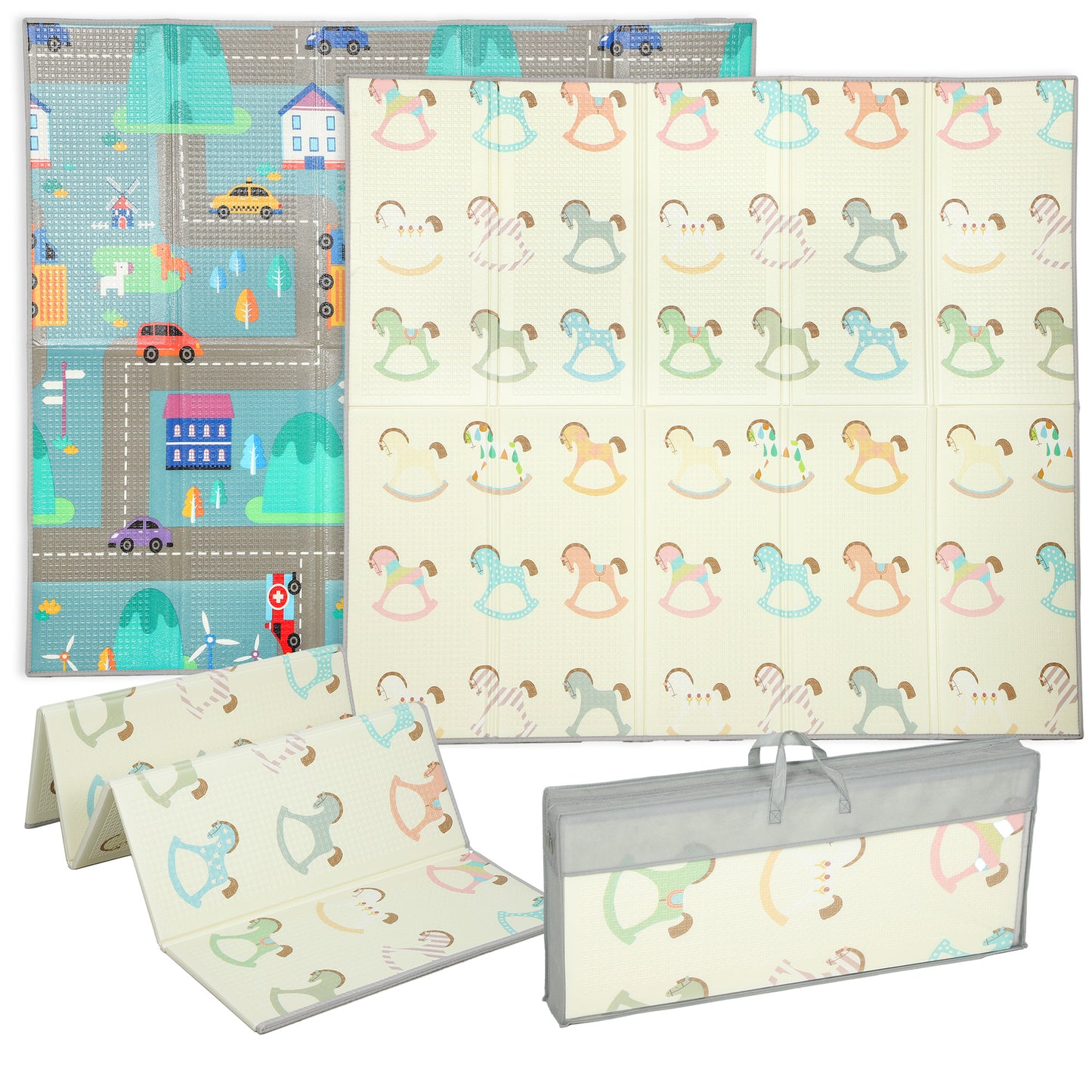 Foldable Double-Sided Baby Play Mat, for Toddlers, Bedrooms