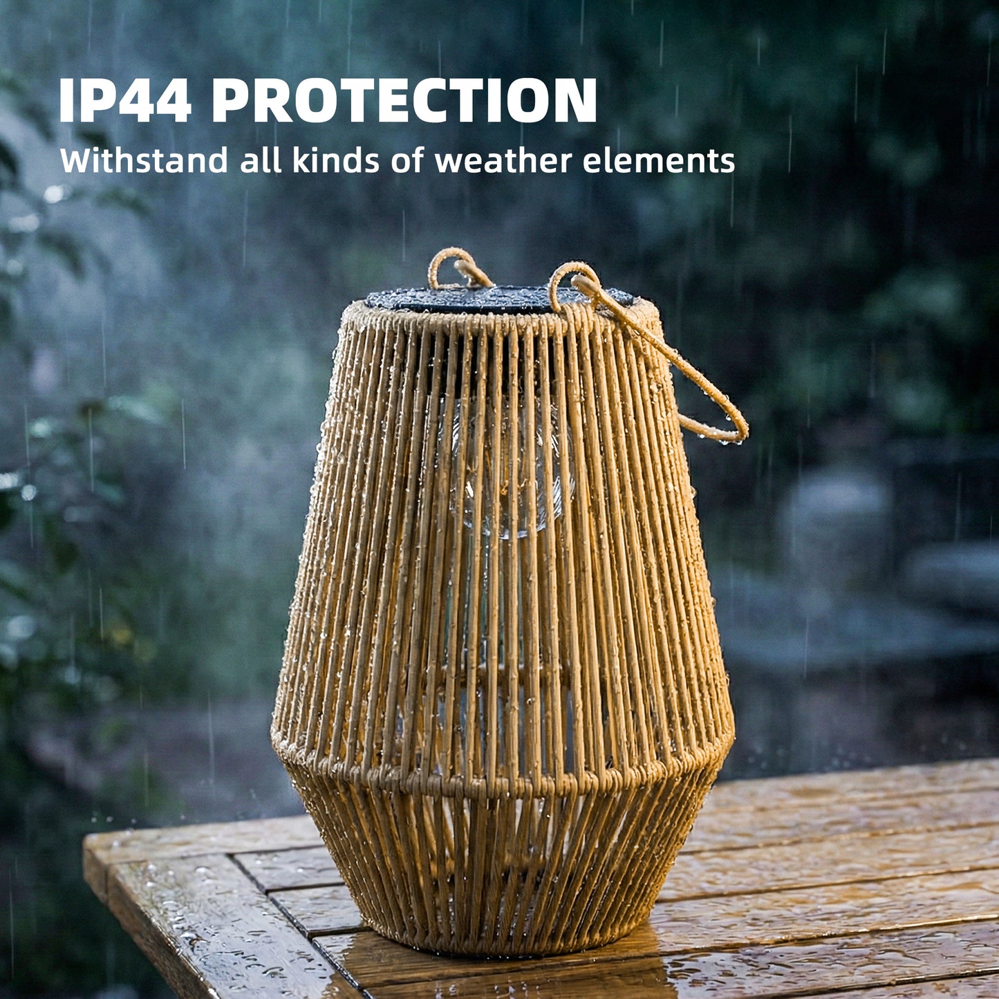 Hanging Solar Lanterns, 2 Pack Rattan Solar Lights with Handle