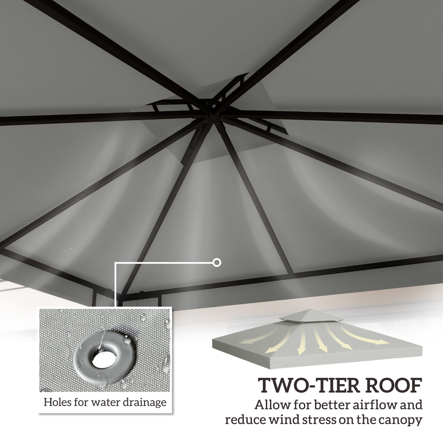 3(m) Gazebo Top Cover Double Tier Canopy Replacement Pavilion Roof (1)