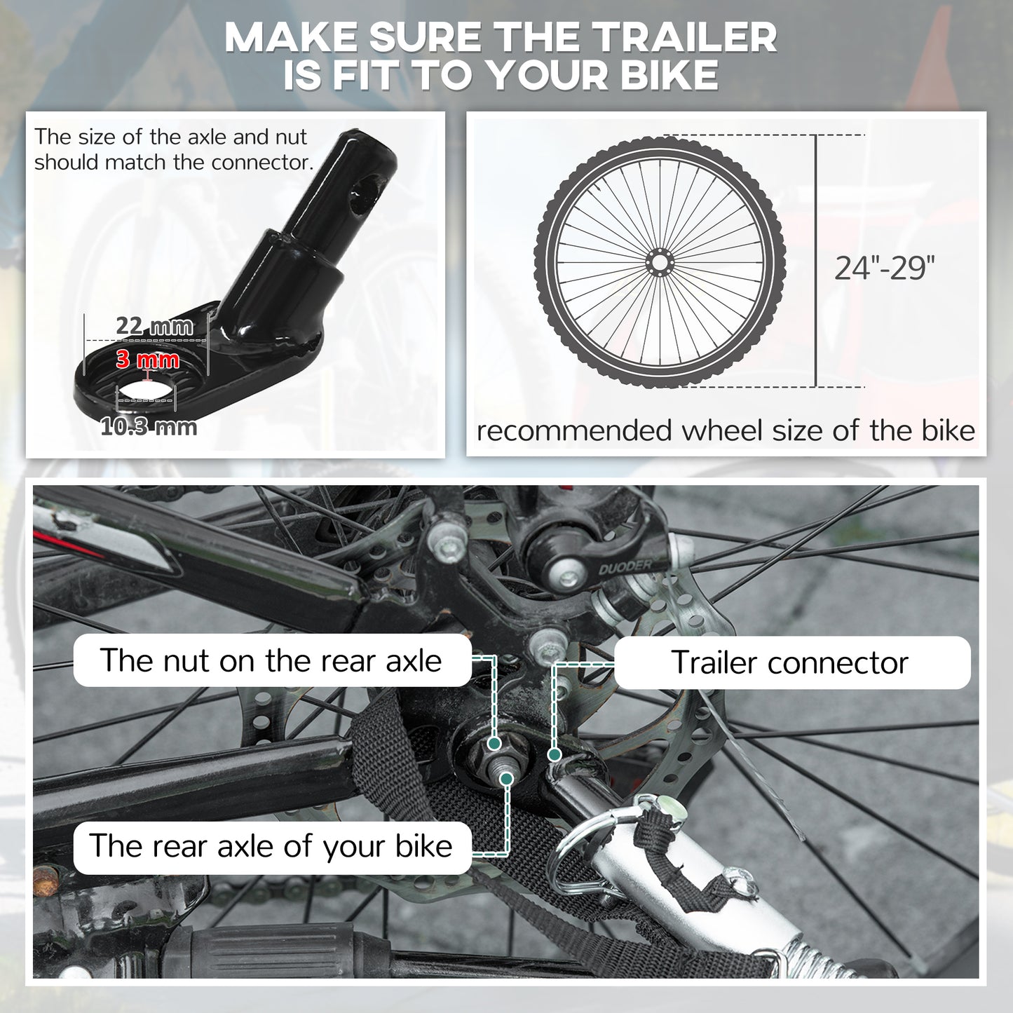 Baby Bike Trailer with 5 Point Harness, Steel Frame, Reflectors