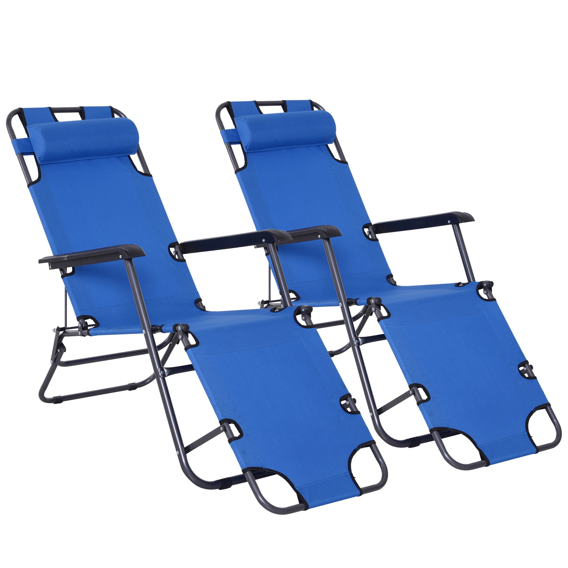2 in 1 Folding Sun Lounger Reclining Garden Chair Set of 2