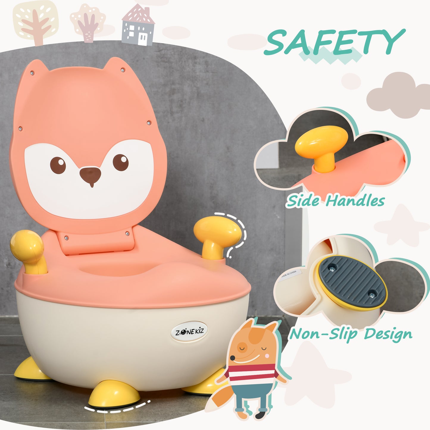 Baby Potty Training Toilet with Splash Guard, Anti-Tip Feet