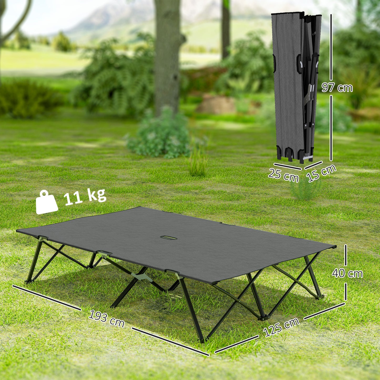 Double Camping Cot Bed, with Bag