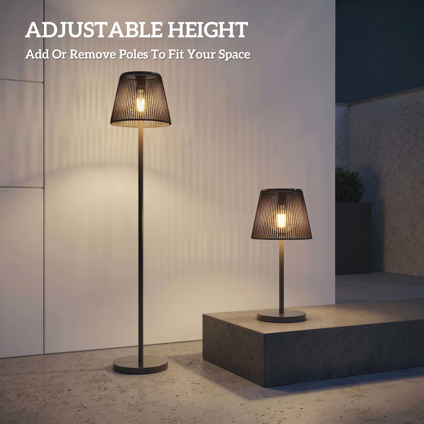 Outdoor Solar Floor Lamp, Adjustable Height Rechargeable Floor Lamp