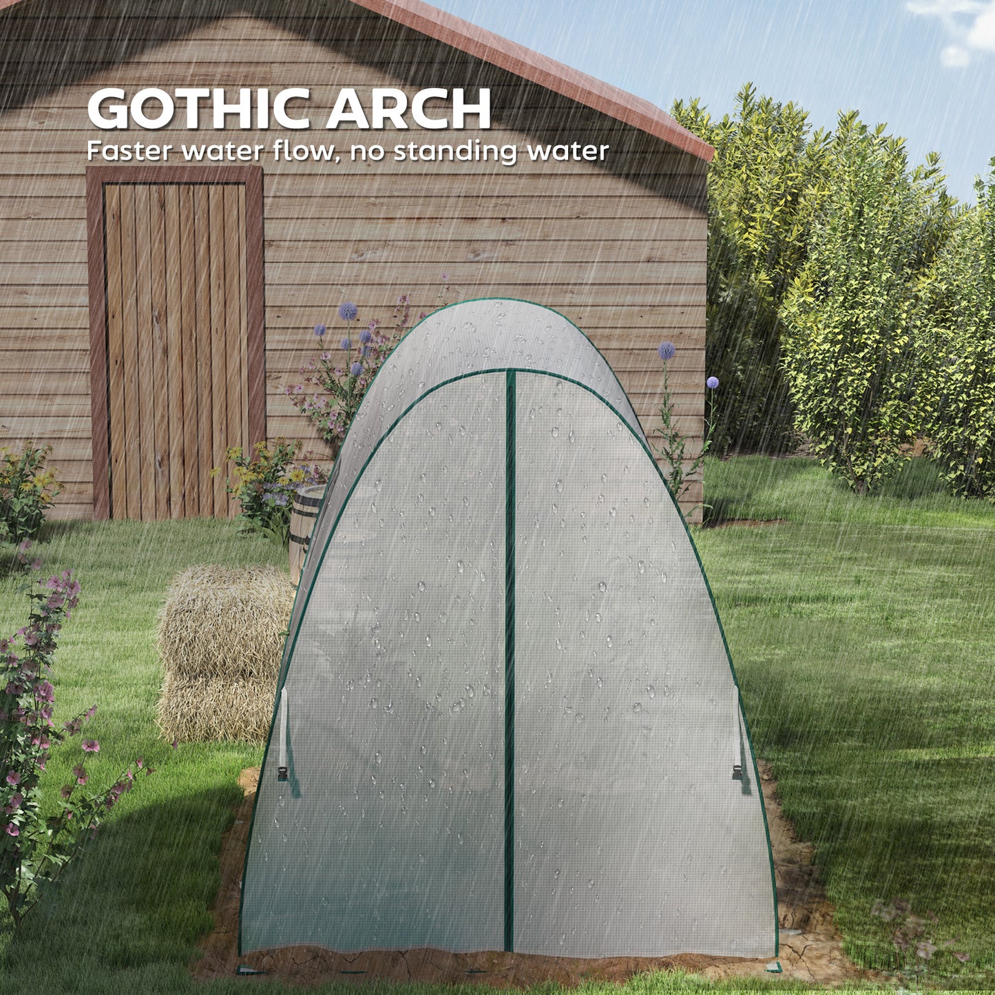 Polytunnel Greenhouse with Sandbags
