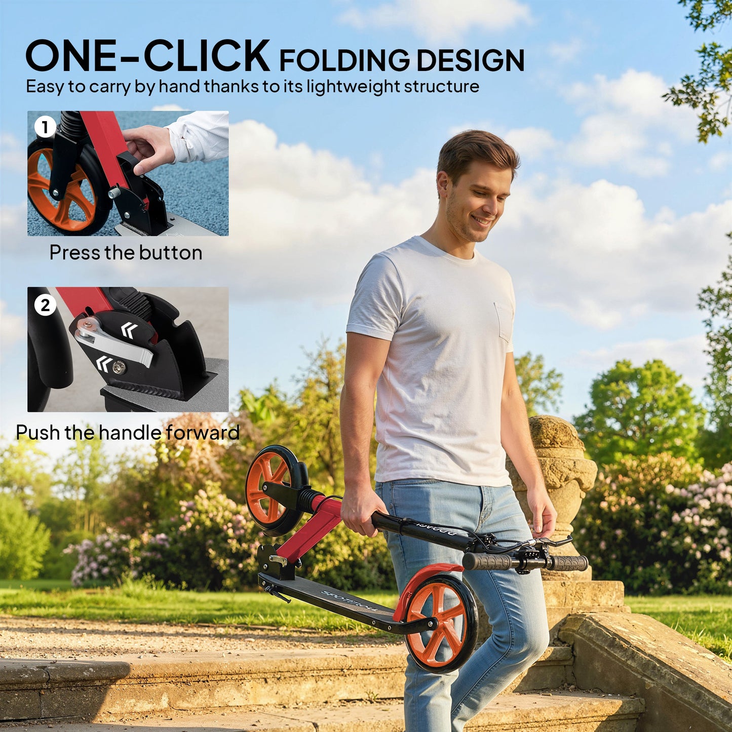 One-click Folding Kick Scooter for 14+ w/ Adjustable Handlebar (1)