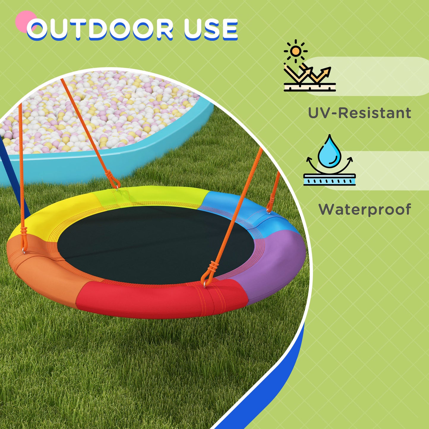 Metal Kids Swing Set Nest Swing Seat with A-Frame Structure