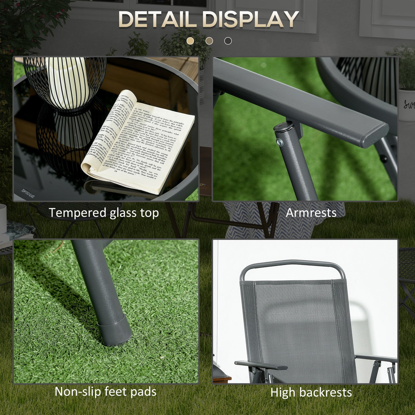 Three-Piece Garden Seat Set, with Glass-Top Table