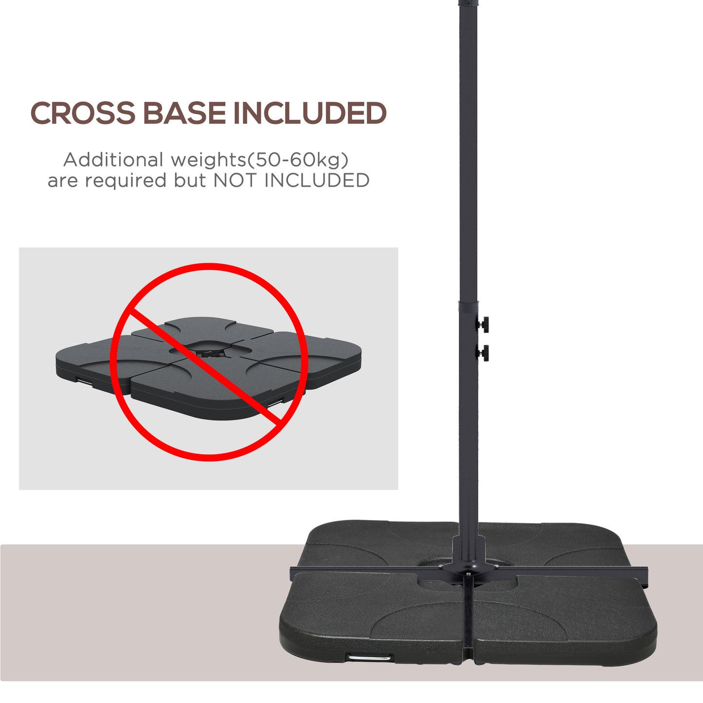 3m Square Canopy Cantilever Parasol, with Cross Base