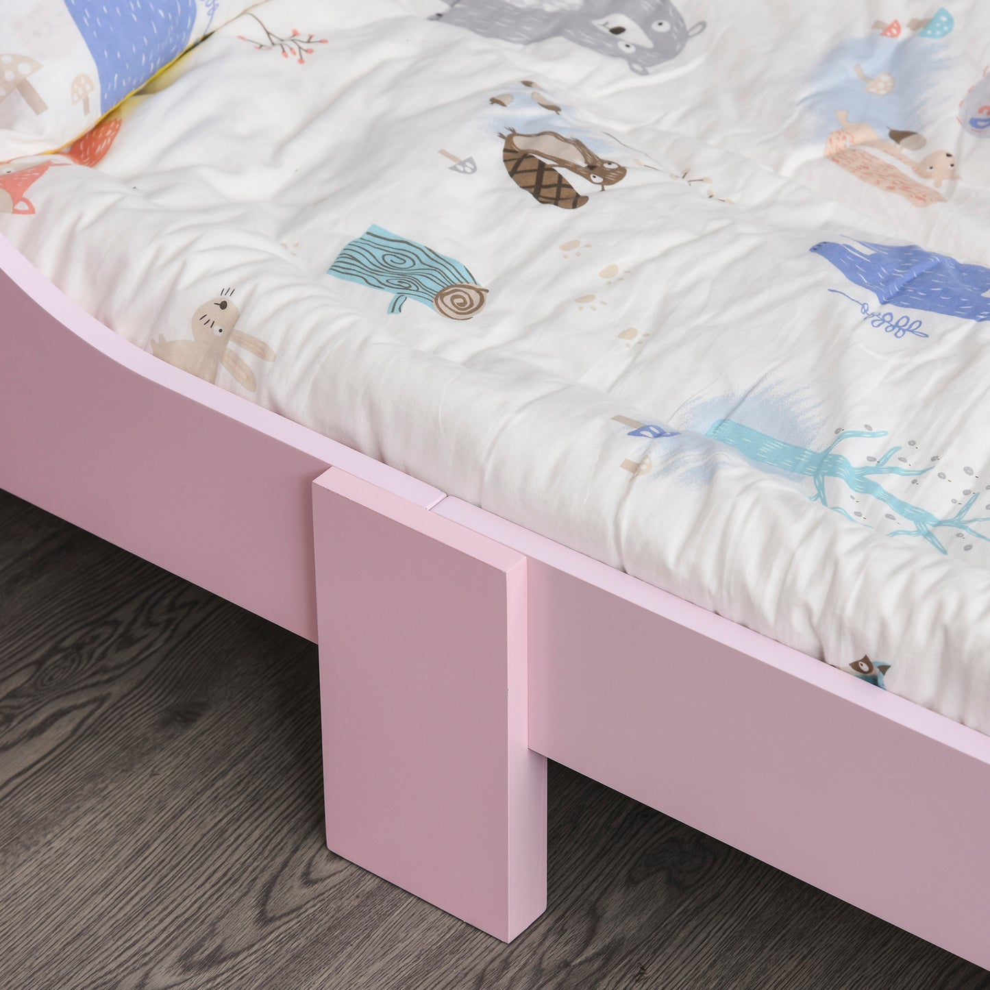 Kids Toddler Bed Princess Crown Theme Safety Side Rails Slats Home