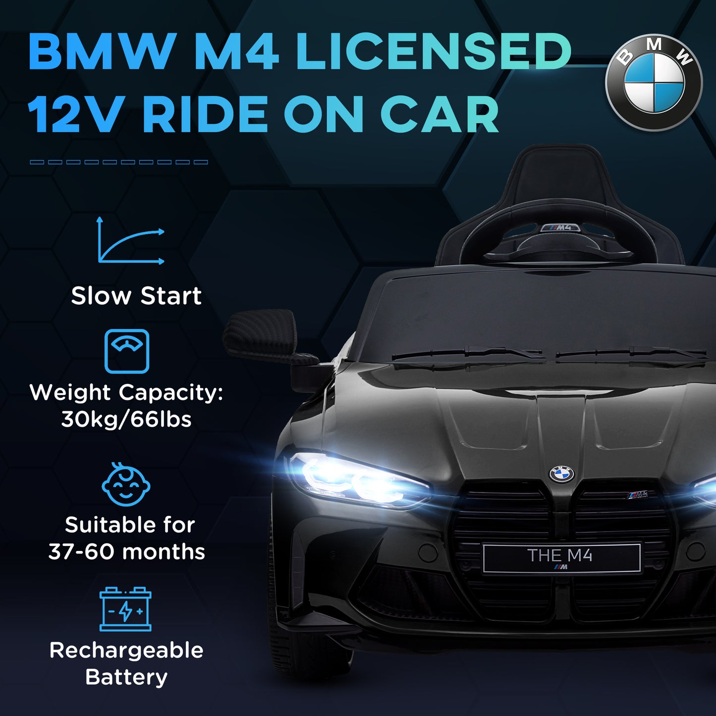 12V BMW Licensed Kids Car, with Easy Transport, Remote Control