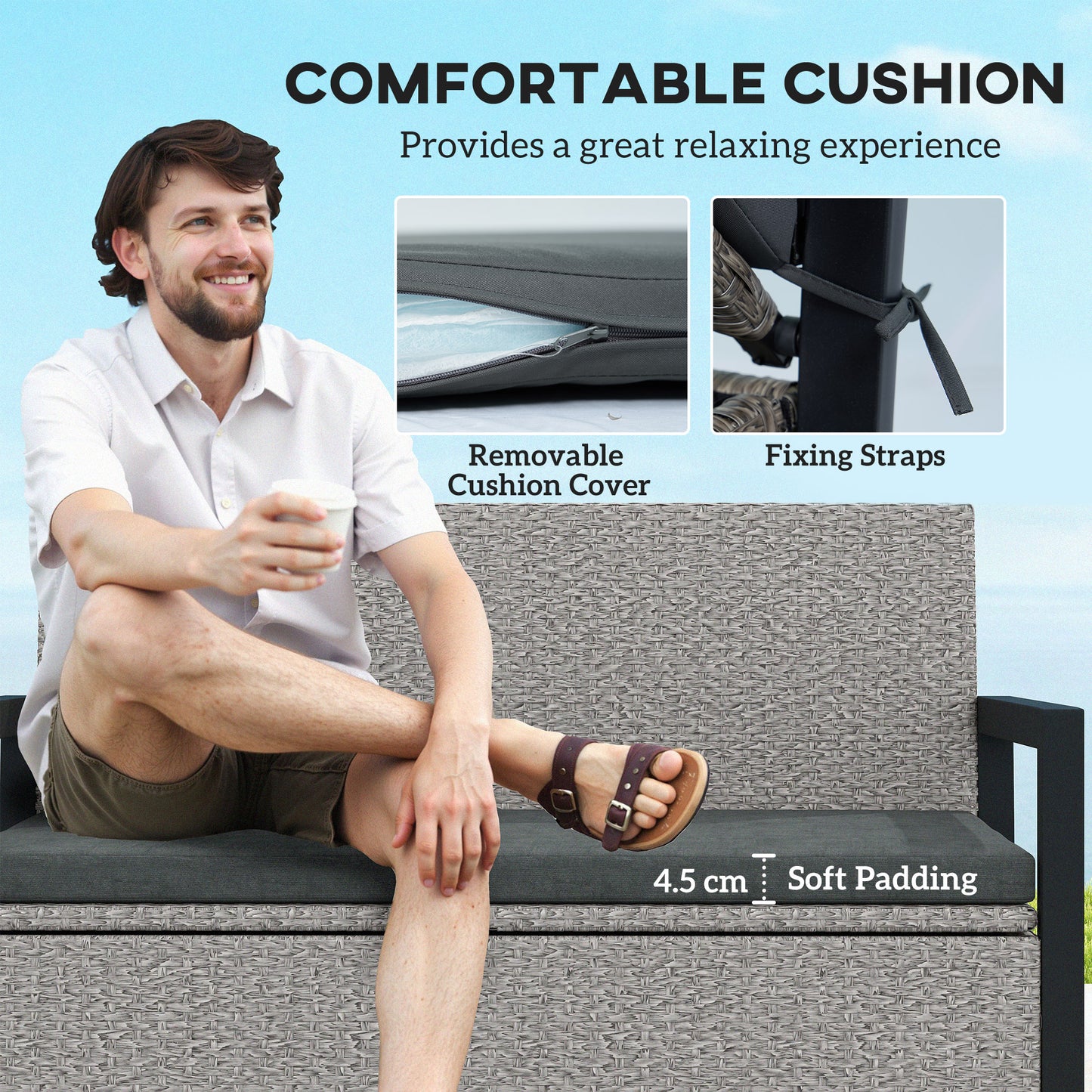 151.5L Storage Garden Bench, with Cushion