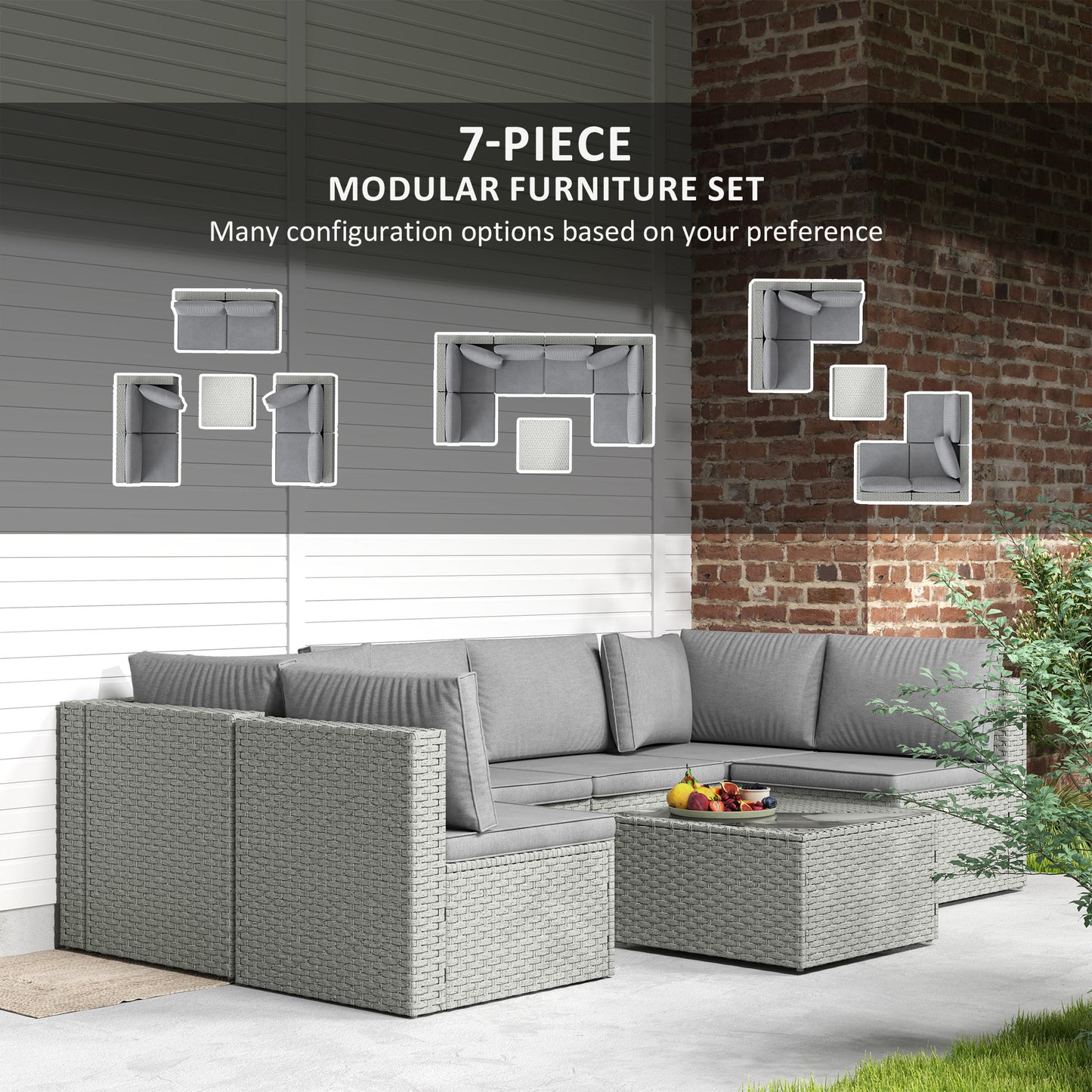 Seven-Piece Modular Rattan Set