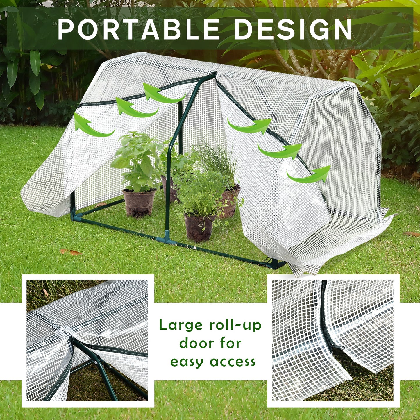 Mini  Greenhouse Grow House PVC Cover Steel Frame White 99L x 71W x