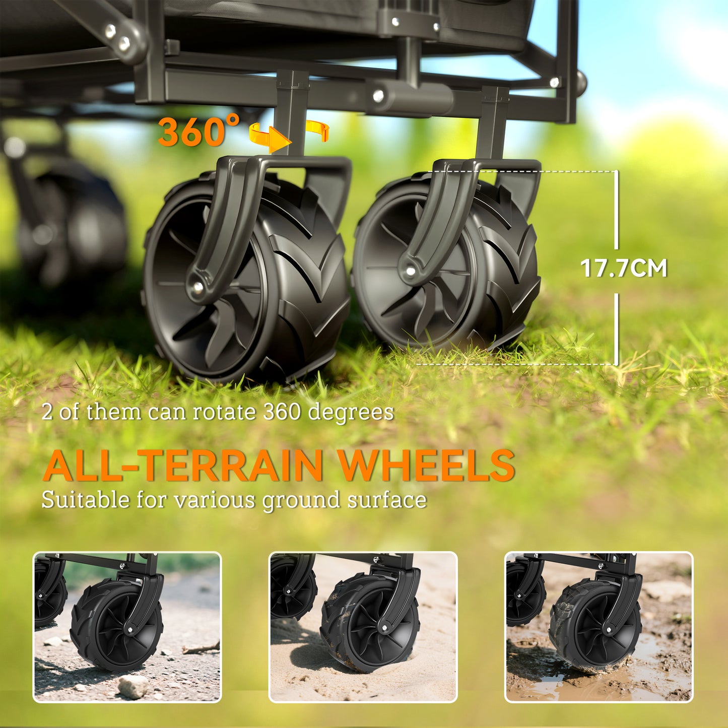 Folding Trolley Cart Storage Wagon Beach Trailer 4 Wheels