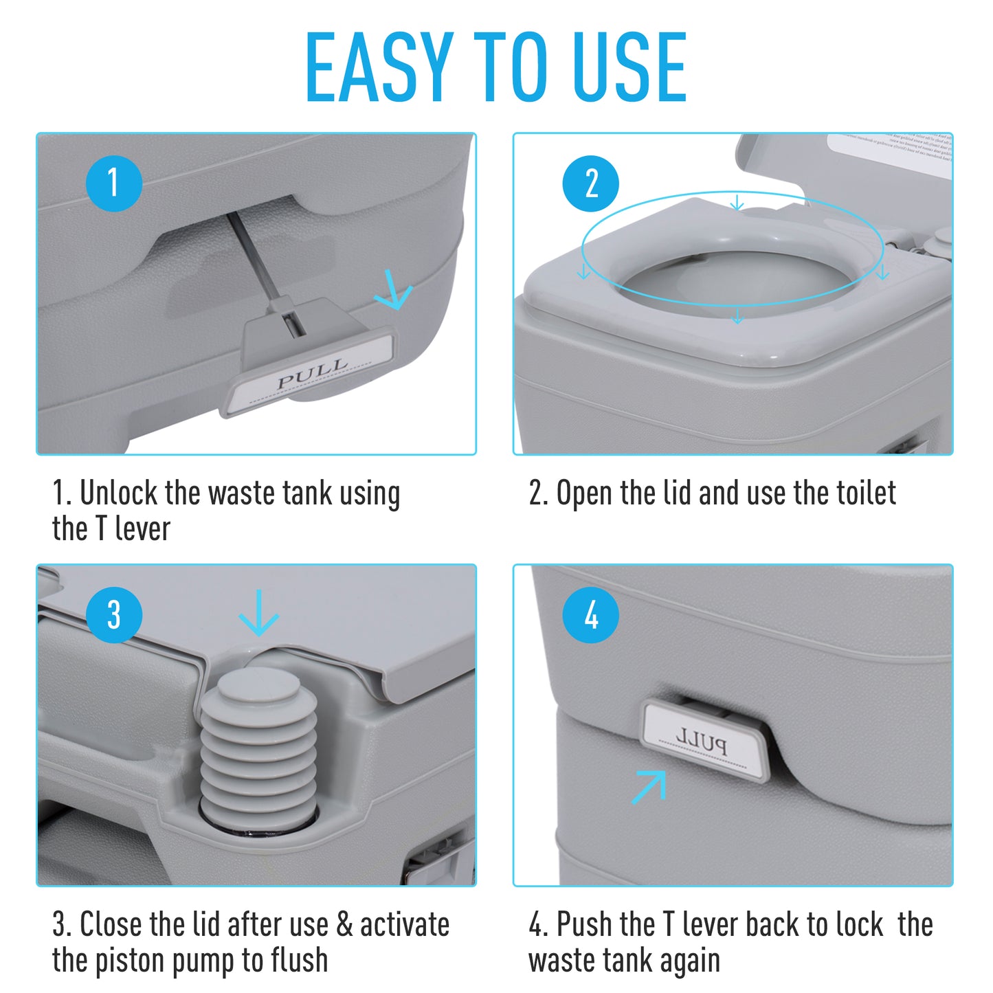 Portable Camping Toilet, 20L Flushable Porta Potty Portaloo