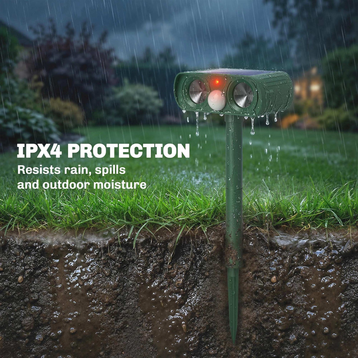 Ultrasonic Cat Repellent, PIR Motion Sensor 110°, LED Flash