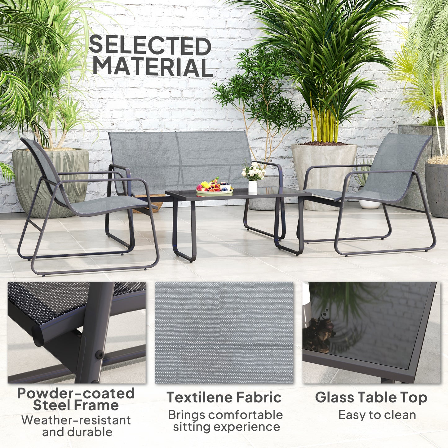 Four-Piece Minimalistic Garden Sofa Set