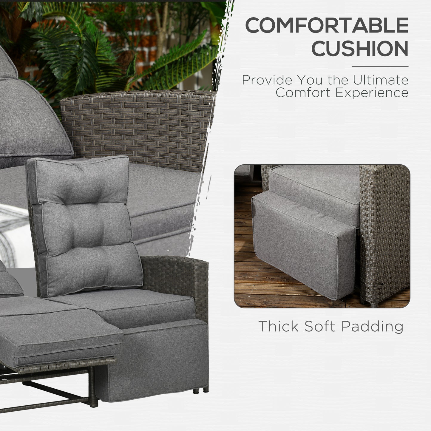 4 Piece Rattan Garden Furniture Set Outdoor Sofa Sectional Set