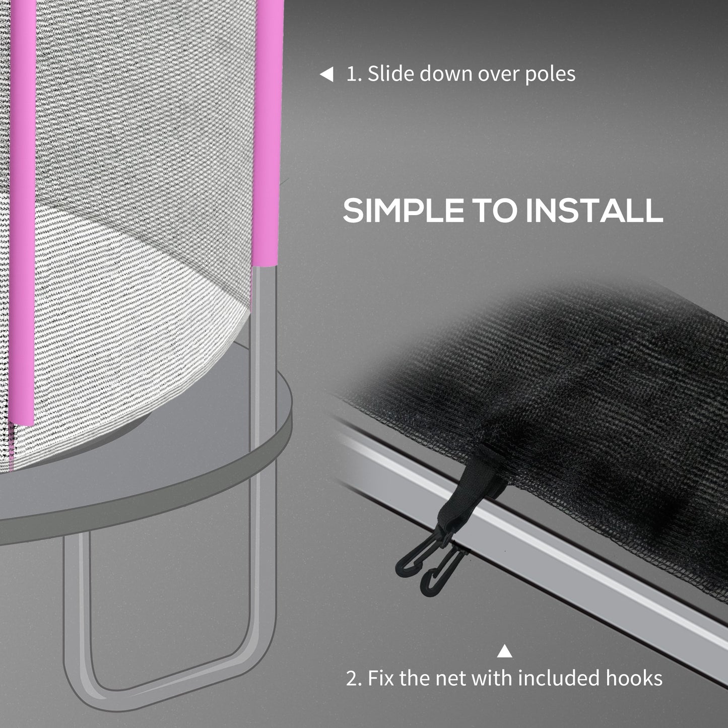 8ft Trampoline Net Replacement with 6 Plastic Pole Covers