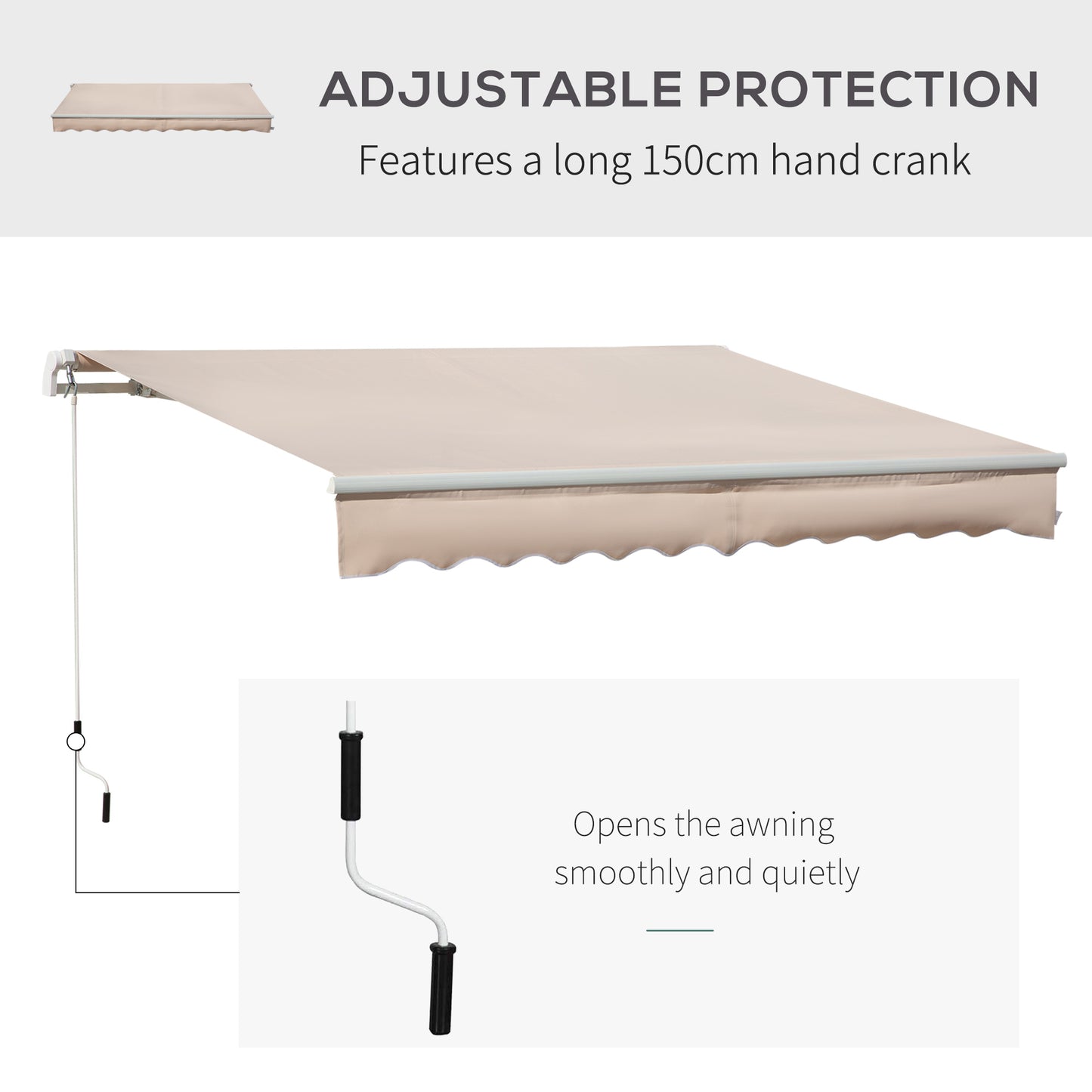 4x2.5m Manual Awning Window Door Sun Weather Shade w/ Handle