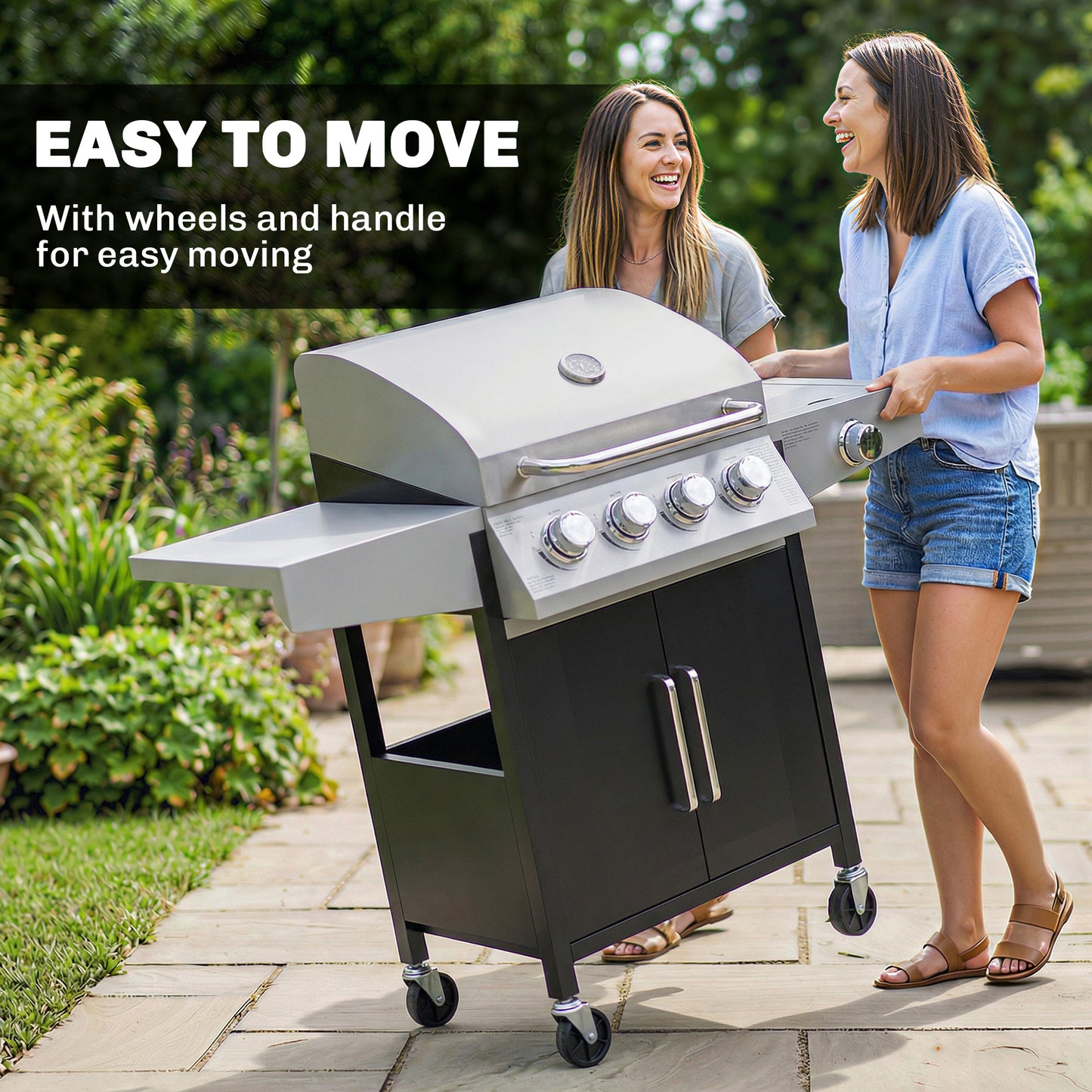 4+1 Burner Gas BBQ Grill with Side Burner