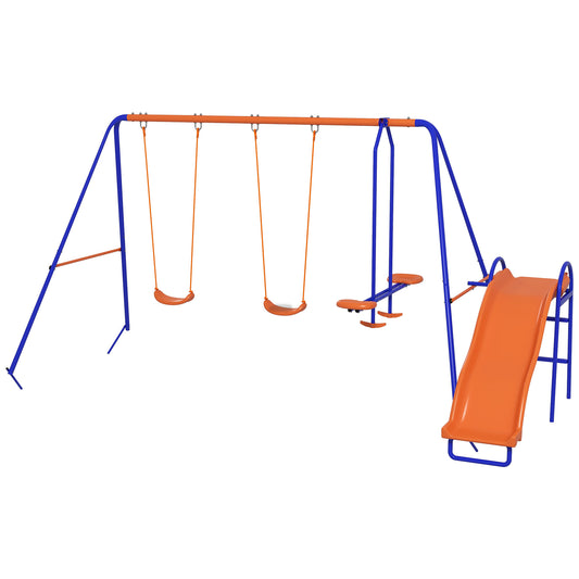 Four-In-One Metal Garden Swing Set, with Double Swings, Glider