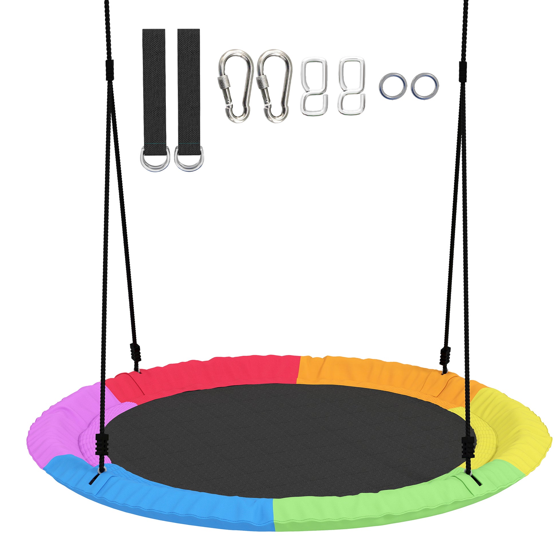 Tree Swing Seat, 120cm Kids Saucer Swing with Adjustable Ropes