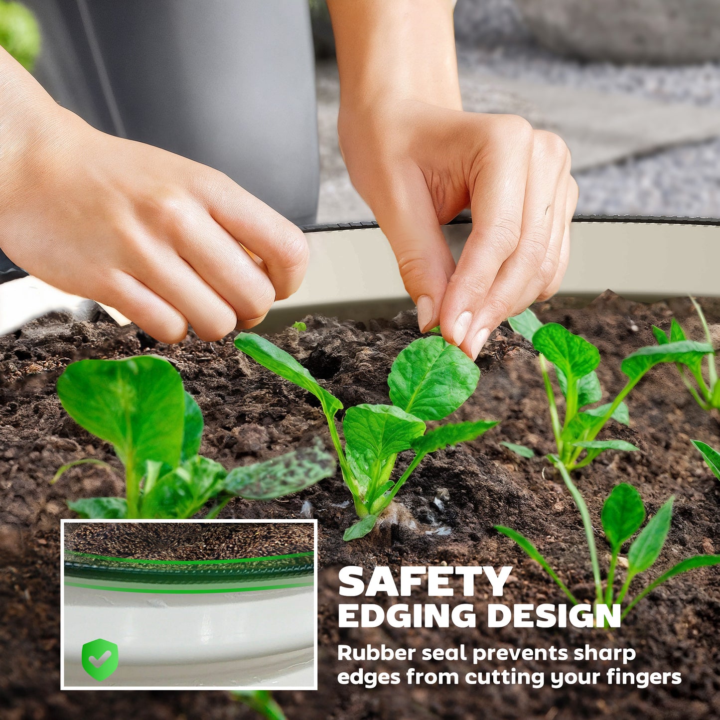 Set of 2 Raised Garden Bed, Metal Planter Box with Safety Edging