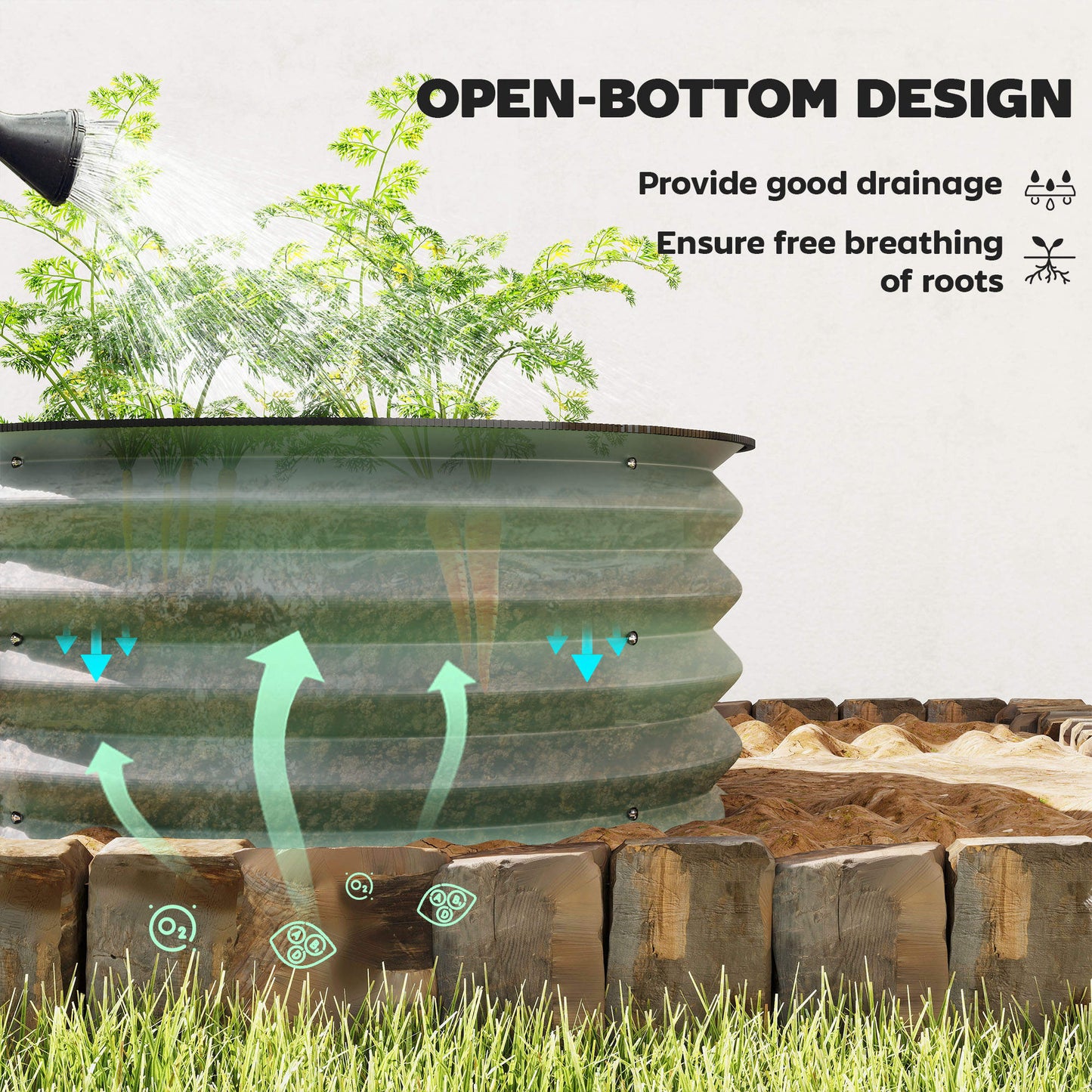Set of 2 Raised Garden Bed, Metal Planter Box with Safety Edging