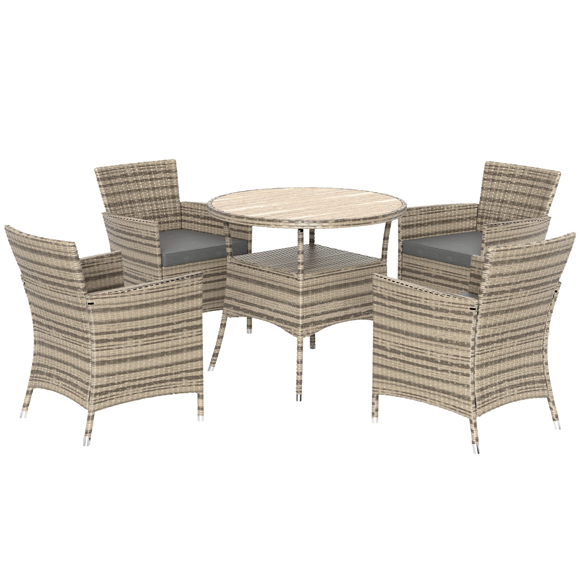 Five-Piece Rattan Garden Set, with Two-Tier Table