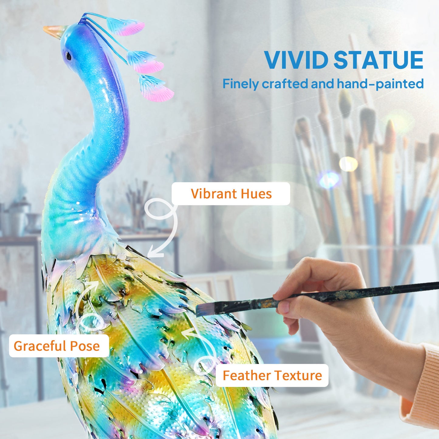 Peacock Garden Statue, Standing Garden Ornament