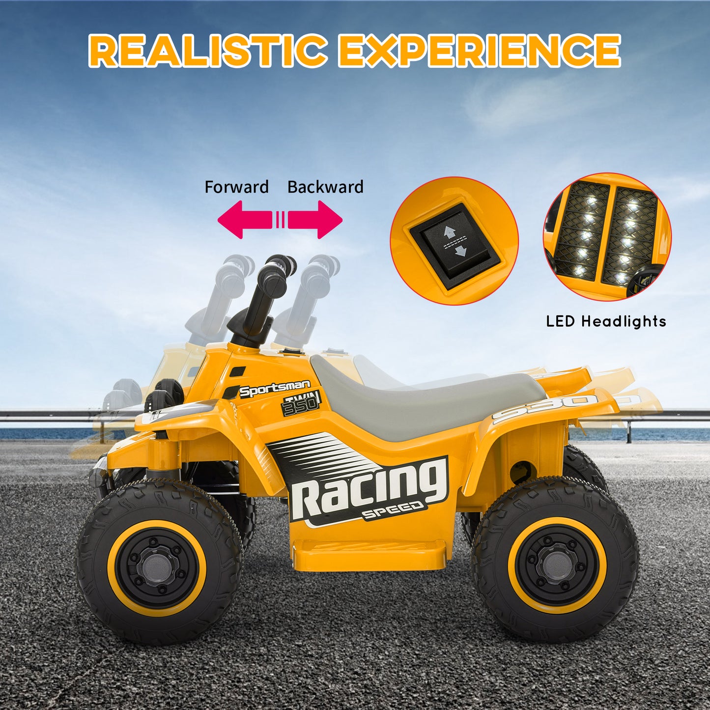 6V Electric Quad Bike for Kids, Ride On ATV w/ Forward/Reverse
