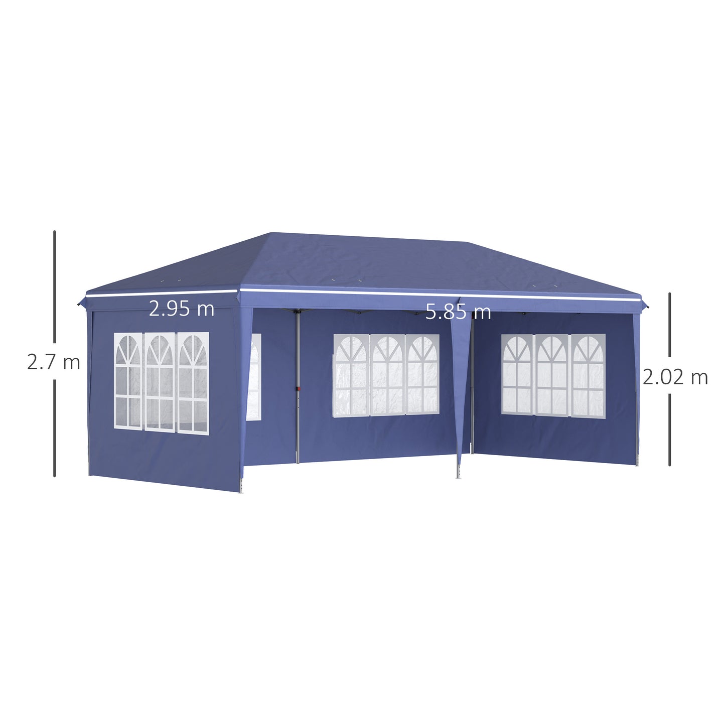 3 x 6m Pop Up Gazebo, Height Adjustable Marquee Party Tent