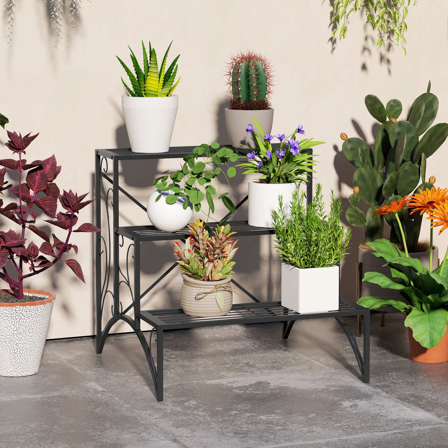 Three-Tier Decorative Metal Plant Stand