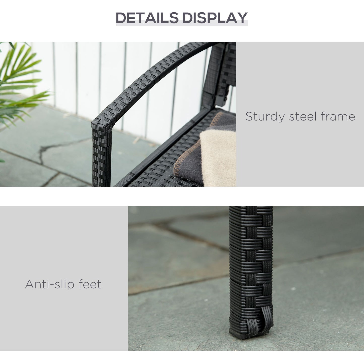 2 Seater Poly Rattan Garden Bench