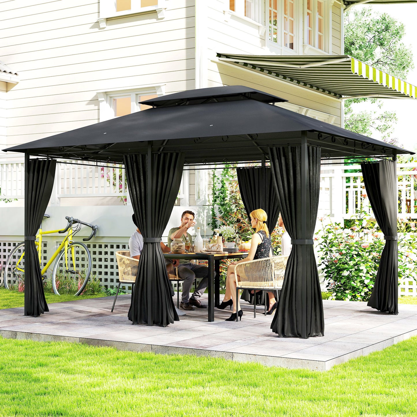 3 x 4m Steel Gazebo, with Curtains