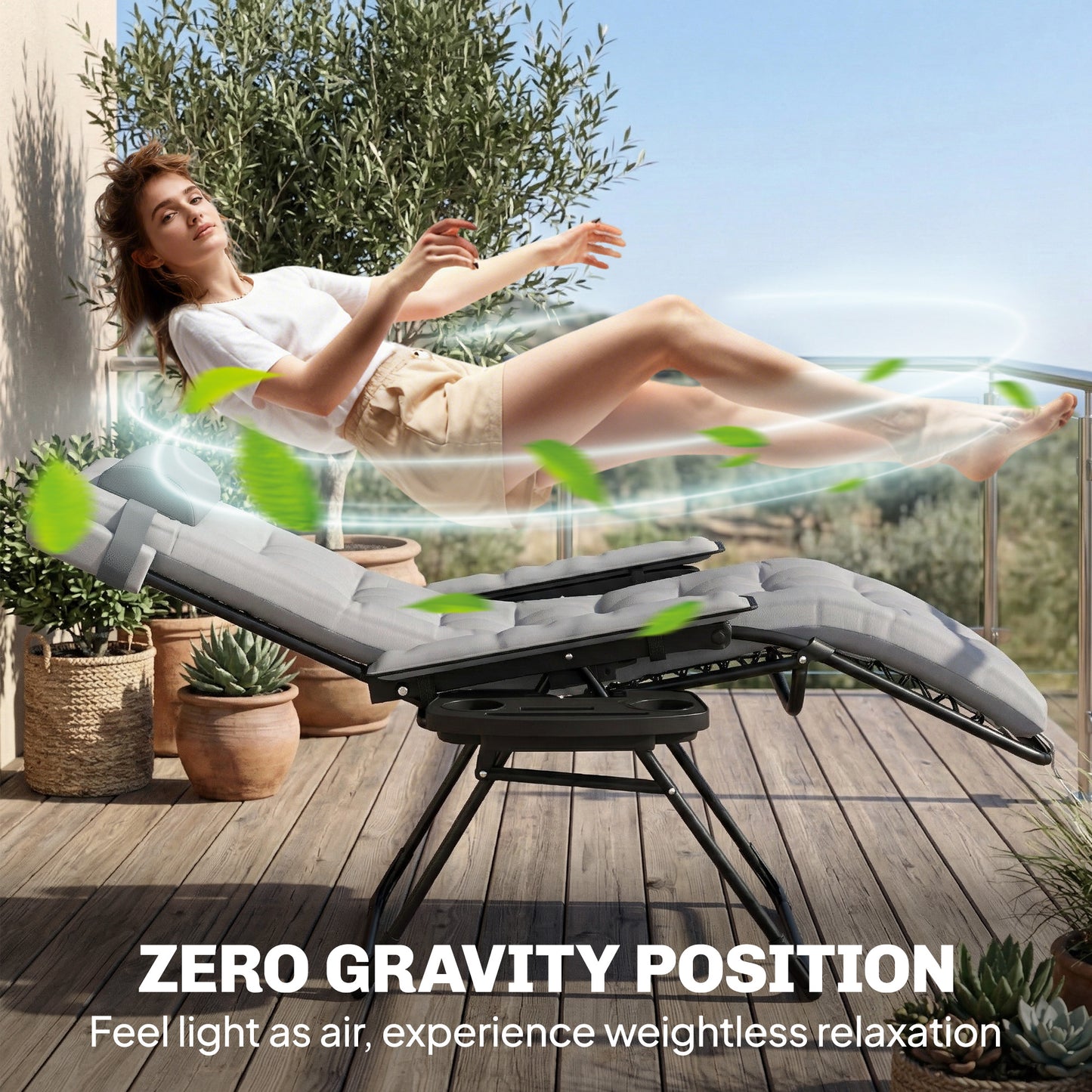 Zero Gravity Chair, Folding Sun Lounger Reclining Garden Chair
