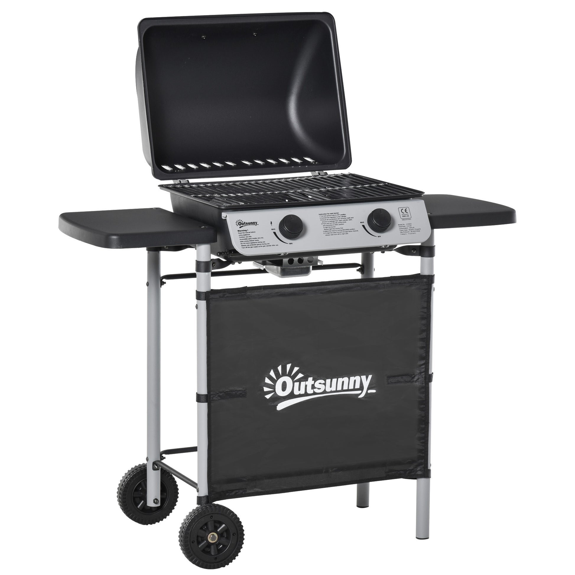 2 Burner Gas BBQ Trolley with Lid