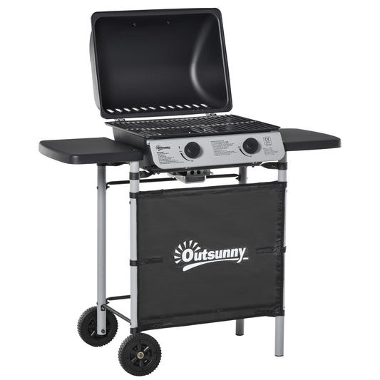 2 Burner Gas BBQ Trolley with Lid