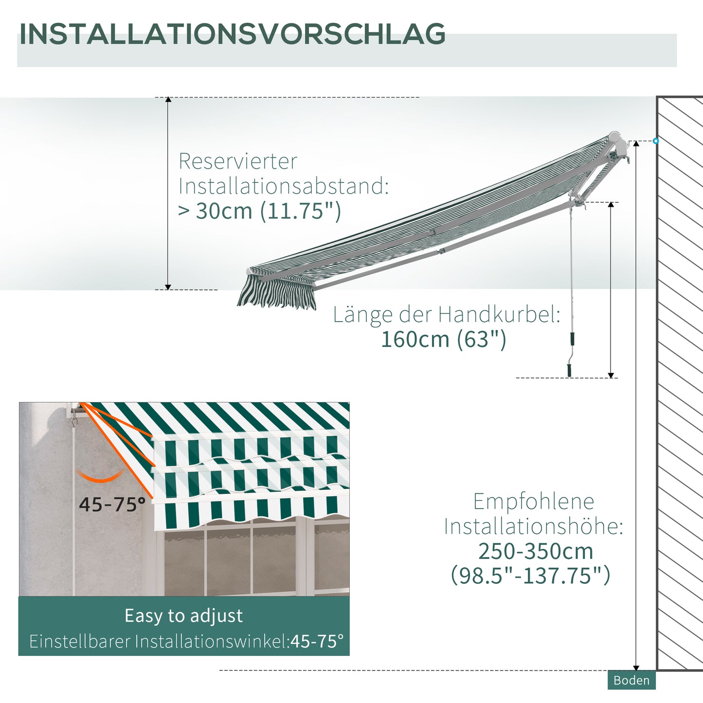 3 x 2.5m Patio Awning, Anti-UV and Waterproof Sun Shade Canopy