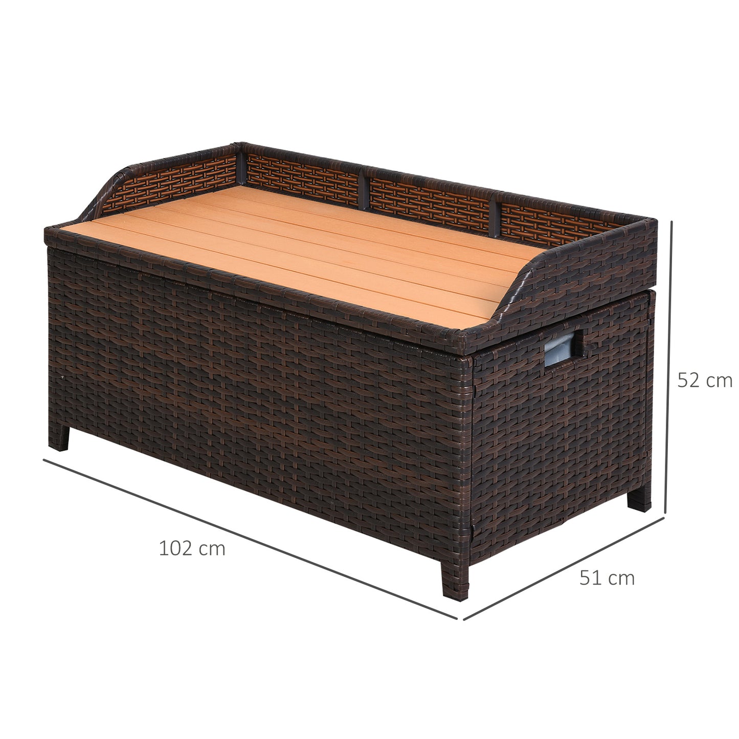 130 L Rattan Garden Storage Box, with Seat